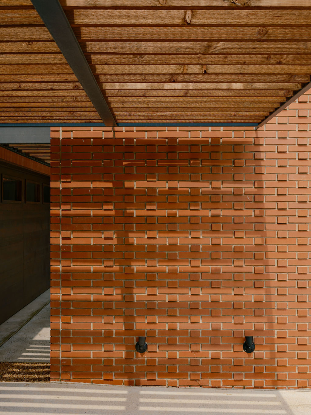 Brick exterior with modern architectural detailing