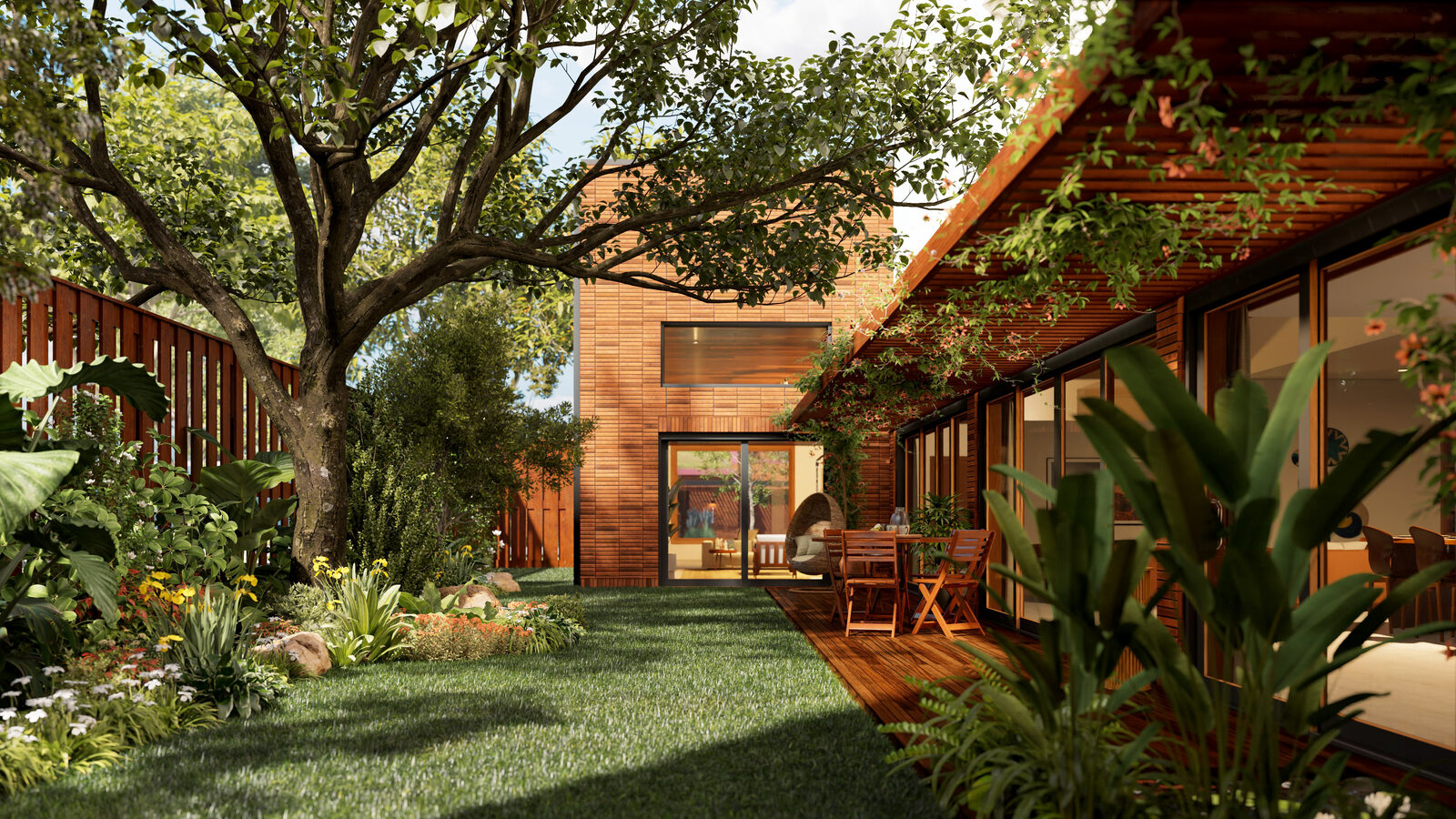 Lush garden integrated into home design